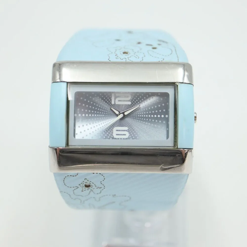 Nike Merge Attract Sport Watch 43mm Silver Blue Tan Band WC0024 w New Battery